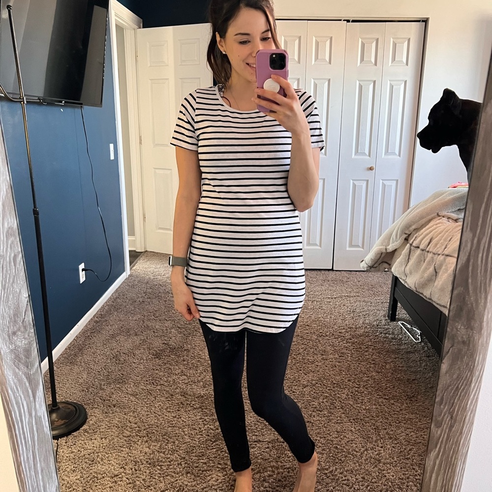 Long short sleeved striped top from SHEIN